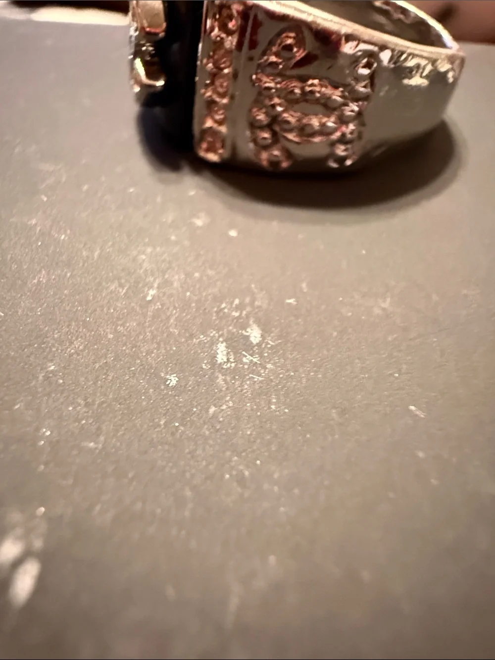 CHANEL Silver and Black Crystal CC Signet Ring